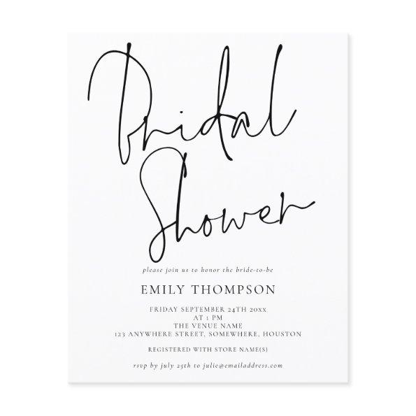 Budget Elegant Script Bridal Shower Invitations