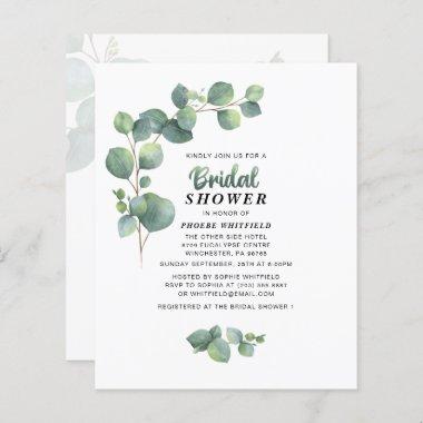 Budget Eucalyptus Bridal Shower Floral Invitations