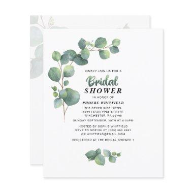 Budget Eucalyptus Bridal Shower Floral Invitations