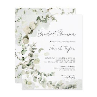 Budget Eucalyptus Bridal Shower Invitations