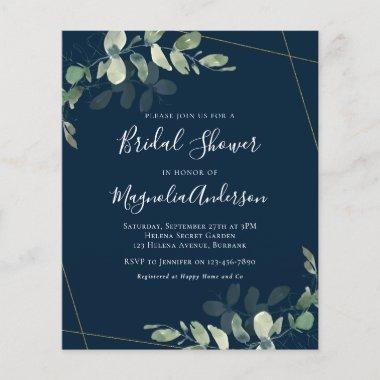 Budget Eucalyptus Gold Bridal Shower Invitations