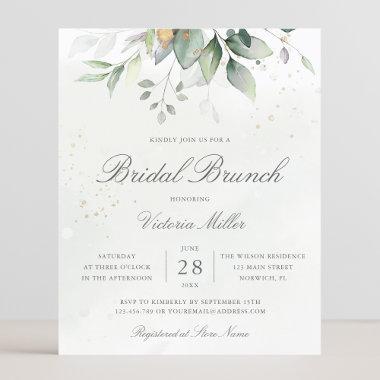 Budget Eucalyptus Leaves Bridal Brunch Invitations