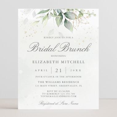 Budget Eucalyptus Leaves Bridal Brunch Invitations