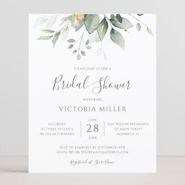 Budget Eucalyptus Leaves Bridal Shower Invitations