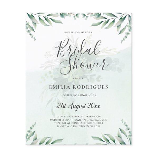 Budget Eucalyptus Leaves Greenery Wedding QR CODE Flyer