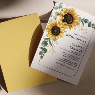 Budget Eucalyptus Sunflower Bridal Shower Invite