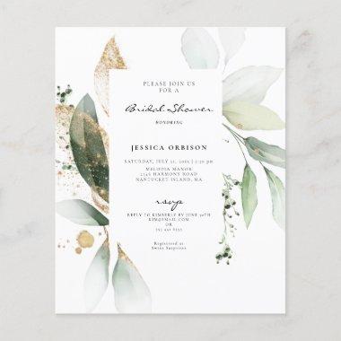 Budget Eucalyptus Watercolor Bridal Shower Invite