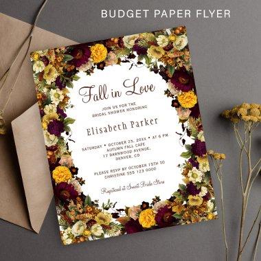Budget fall in love bridal shower Invitations flyer