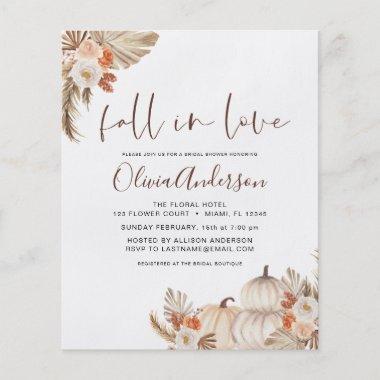 Budget Fall in Love Bridal Shower Pampas Grass Flyer