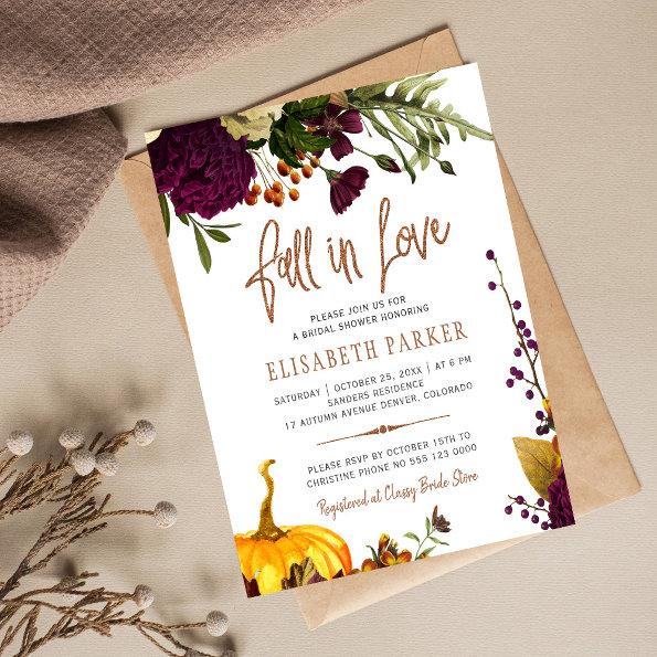 Budget fall in love chic bridal shower Invitations