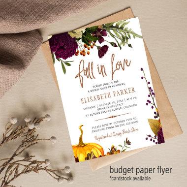 Budget fall in love chic bridal shower Invitations flyer