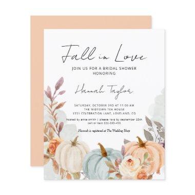 Budget Fall in Love Pumpkin Bridal Shower Invite