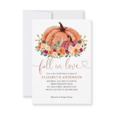 Budget Fall Love Terracotta Pumpkin Bridal Shower Note Invitations