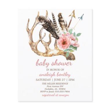 Budget Floral and Antler Baby Shower  Flyer