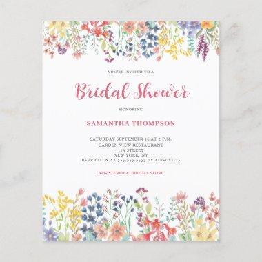 Budget Floral Botanical Bridal Shower Invitations