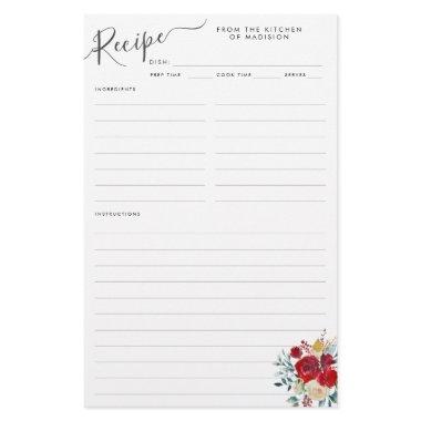 Budget Floral Burgundy Holly Holiday Recipe Sheet