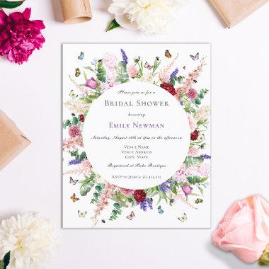 Budget Floral & Butterfly Bridal Shower Invitations