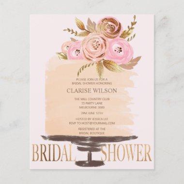 BUDGET Floral Cake Pink Bridal Shower Invite