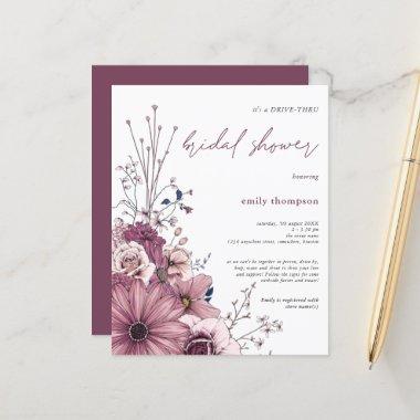 Budget Floral Drive By Bridal Shower Invitations
