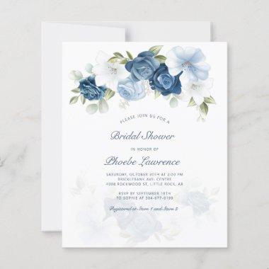 Budget Floral Dusty Blue Watercolor Bridal Shower