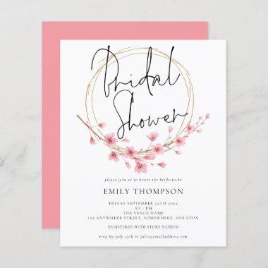 Budget Floral Frame Bridal Shower Invitations