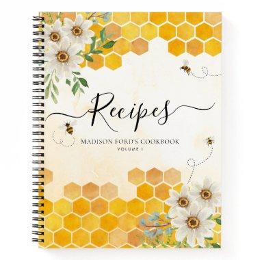 Budget Floral Honeycomb BumbleBee Yellow Recipe Notebook