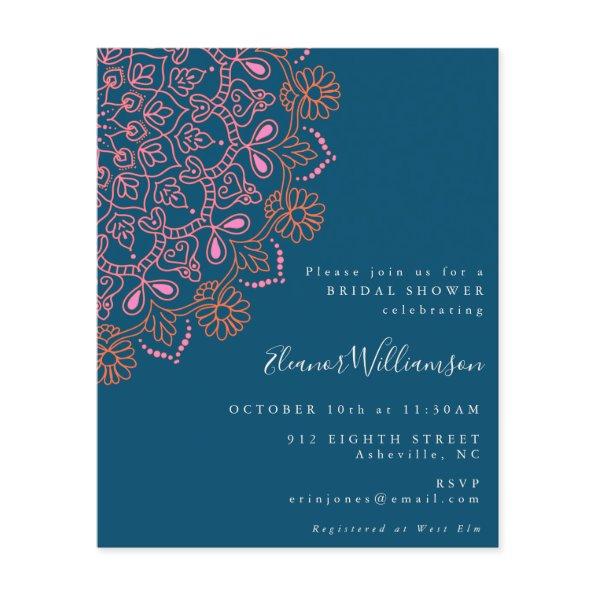 Budget Floral Mandala Teal Blue Bridal Shower