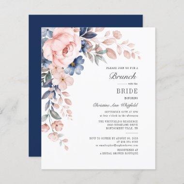 Budget Floral Pink Blue Watercolor Bridal Brunch