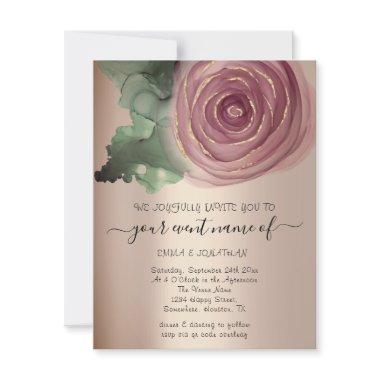 Budget Floral QR Code Rose Gold Green