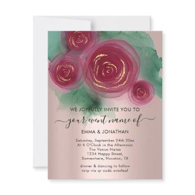Budget Floral QR Code Rose Gold Marsala Blush