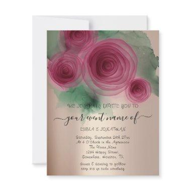Budget Floral QR Code Rose Gold Marsala Green