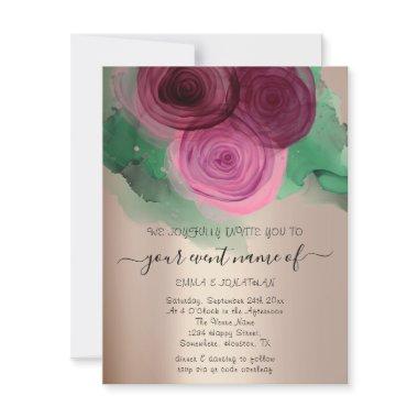 Budget Floral QR Code Rose Gold Marsala Pink