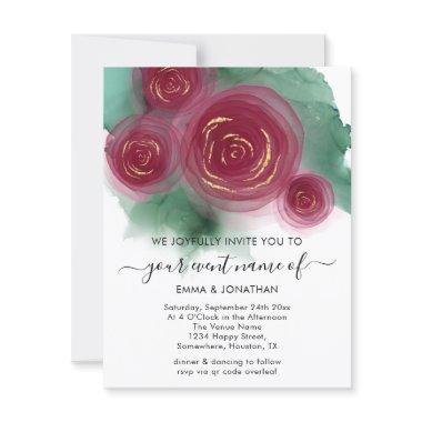 Budget Floral QR Code Rose Gold Marsala White