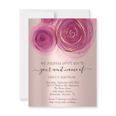 Budget Floral QR Code Rose Pink Marsala