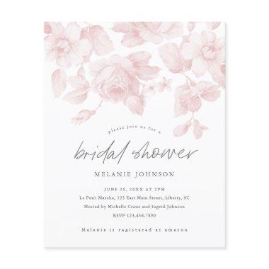 Budget Floral Script Pink Bridal Shower Invitations