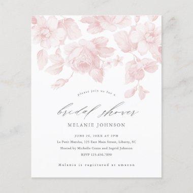 Budget Floral Script Pink Bridal Shower Invitations