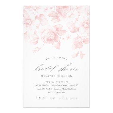 Budget Floral Script Pink Bridal Shower Invitations Flyer