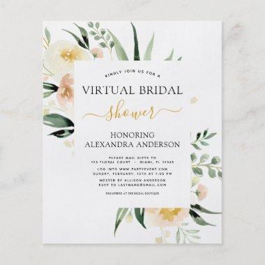Budget Floral Virtual Bridal Shower Blush Pink Flyer