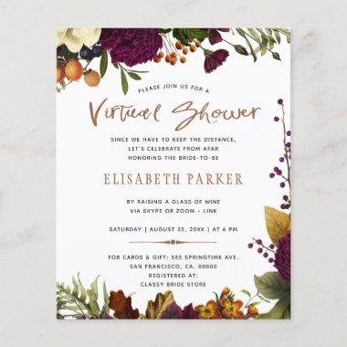 Budget floral virtual bridal shower Invitations