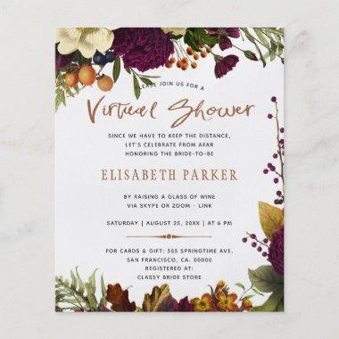 Budget floral virtual bridal shower Invitations flyer