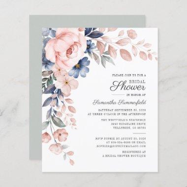 Budget Floral Watercolor Bridal Shower Invitations