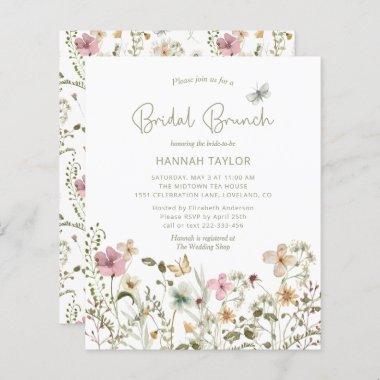 Budget Floral Wildflower Bridal Brunch Invitations