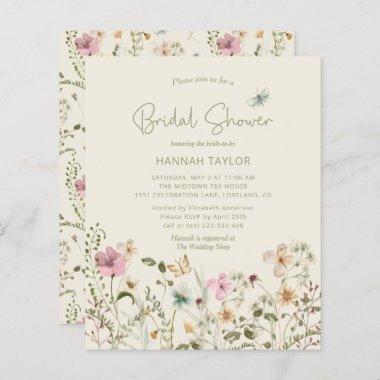 Budget Floral Wildflower Bridal Shower Invitations