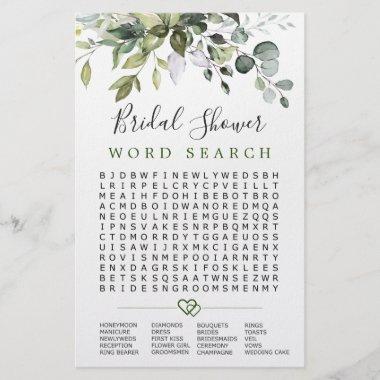 Budget FLYER PAPER Word Search Bridal Shower Game