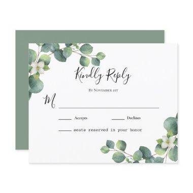 budget foliage leaves Eucalyptus Wedding RSVP Card