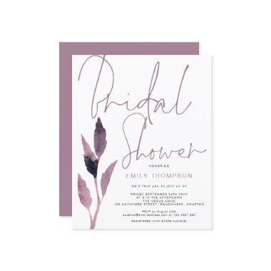 Budget Foliage Script Bridal Shower Invitations