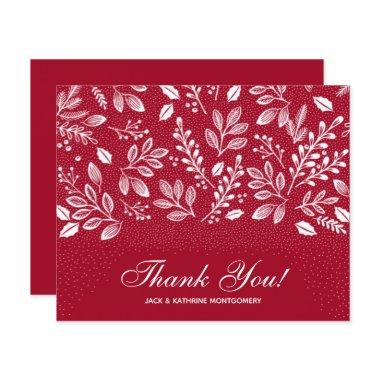 Budget Foliage White Script Cranberry Thank You