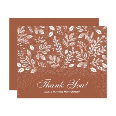 Budget Foliage White Script Terracotta Thank You