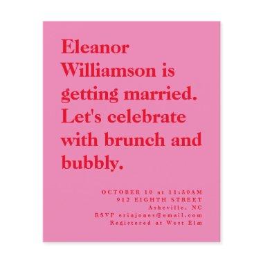 Budget Fun Bold Pink Red Bridal Brunch Invite