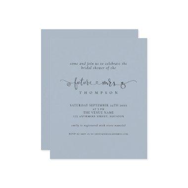 Budget Future Mrs Bridal Dusty Blue Shower Invite